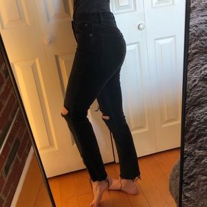 Reformation Distressed Cigarette Jean in Nile